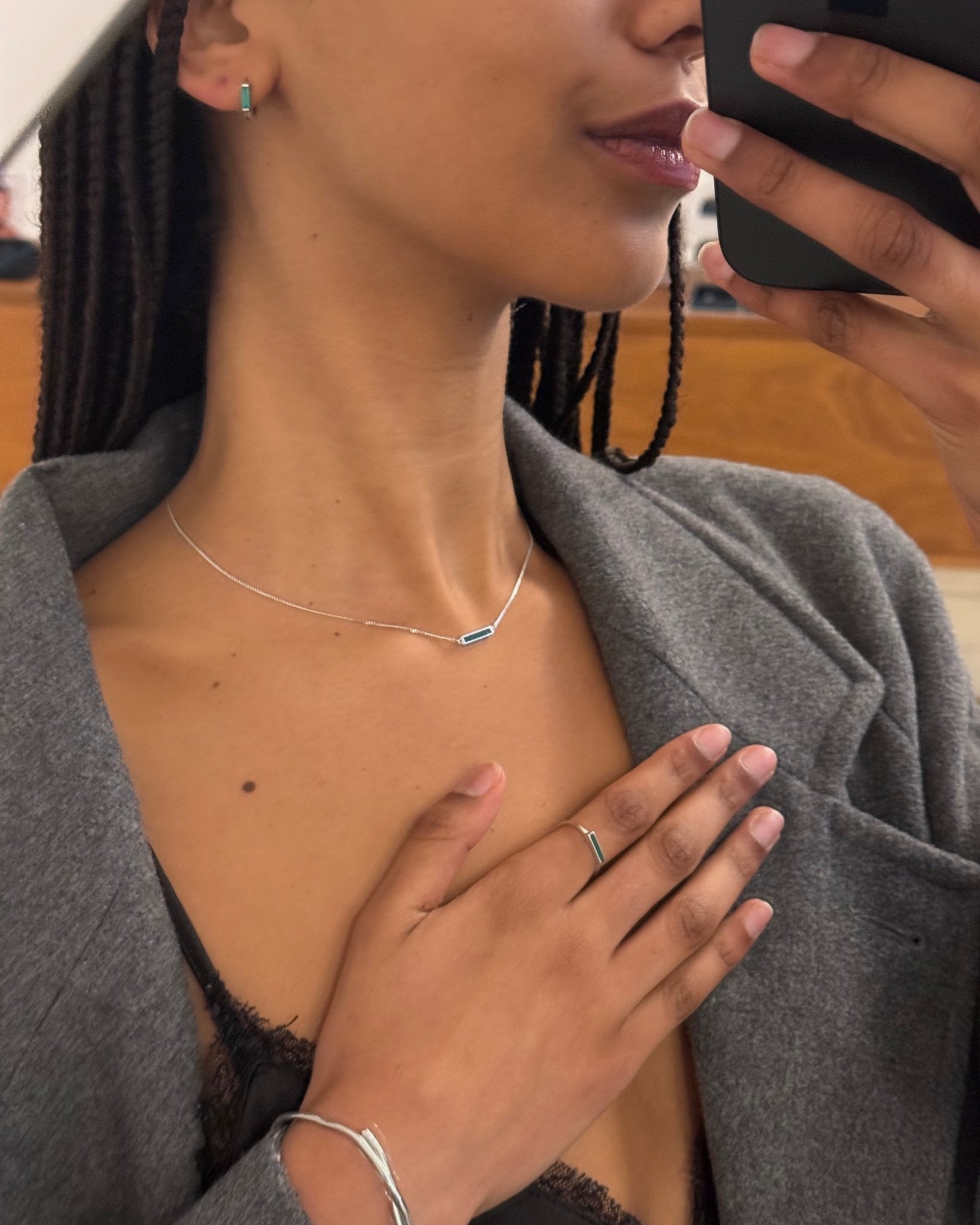 &#39;Green Alchemy&#39; Bar Necklace - LINES AND CURRENT