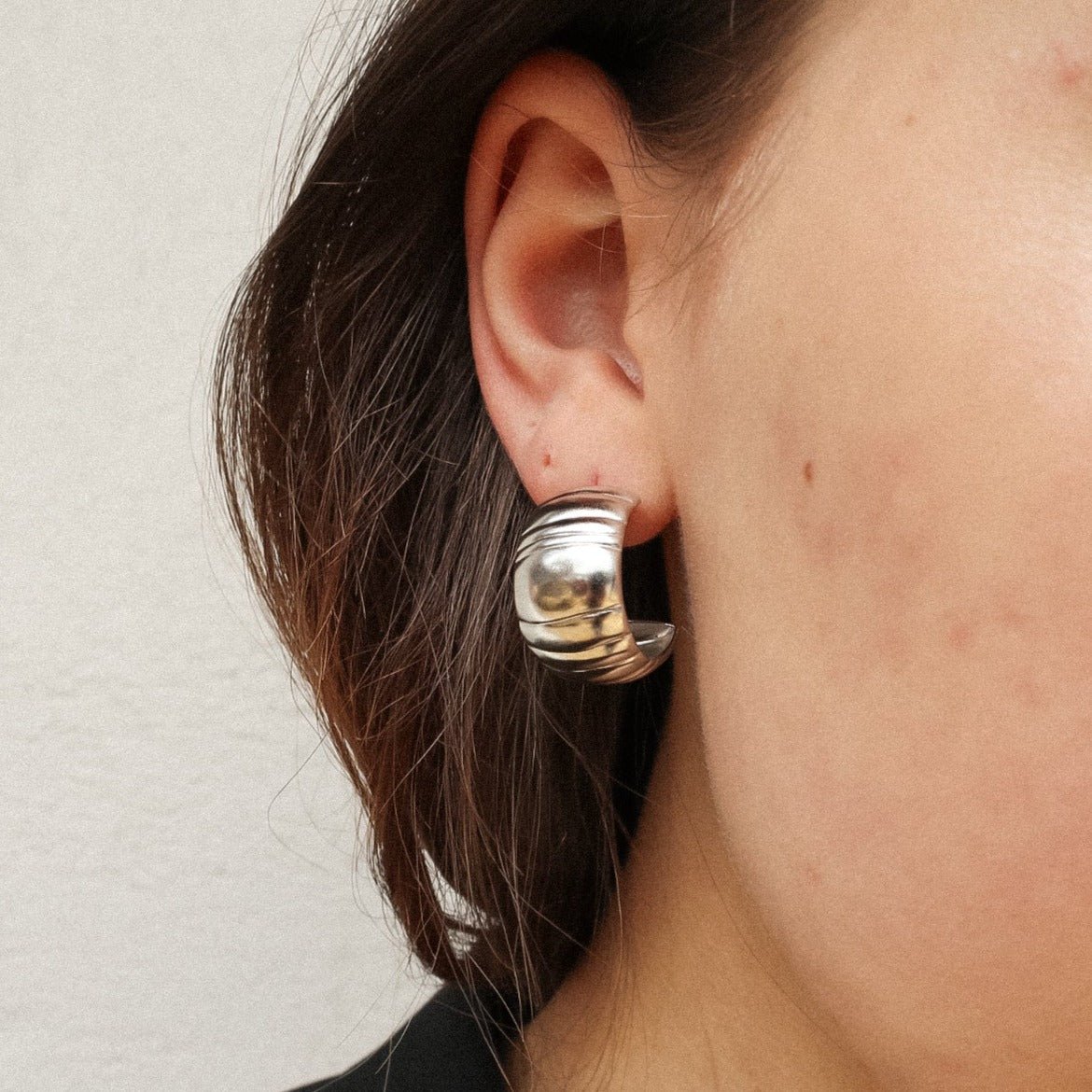 &#39;Impression&#39; Chunky Hoop Earrings - Lines &amp; Current