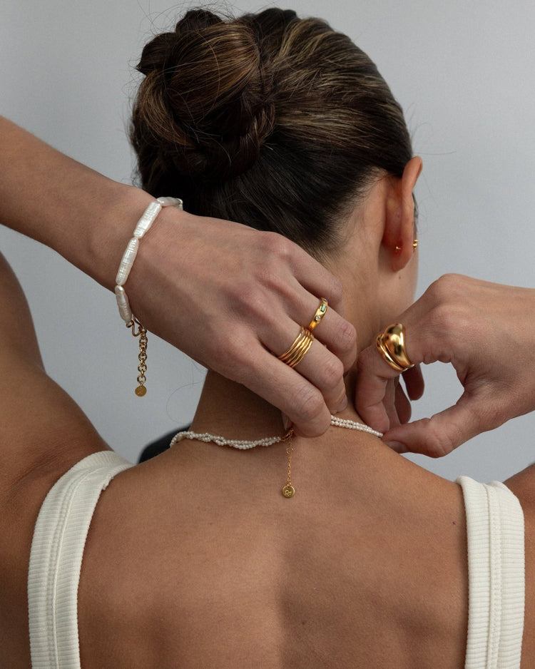 'Isla' Double Strand Pearl Necklace - Lines & Current