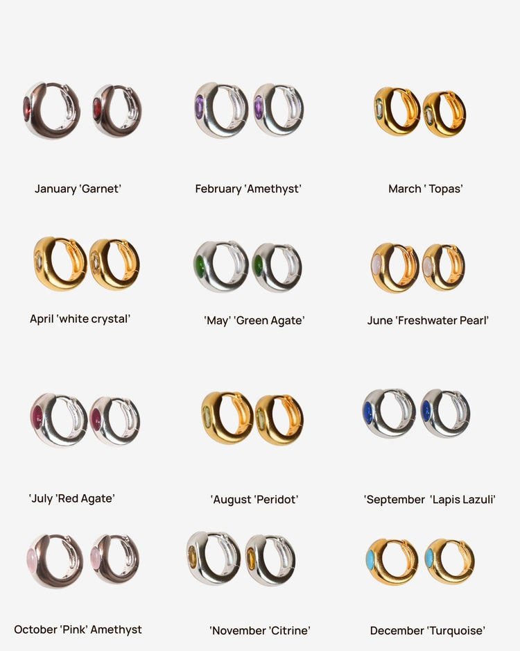 'Jesper' Birthstone Huggies - LINES AND CURRENT