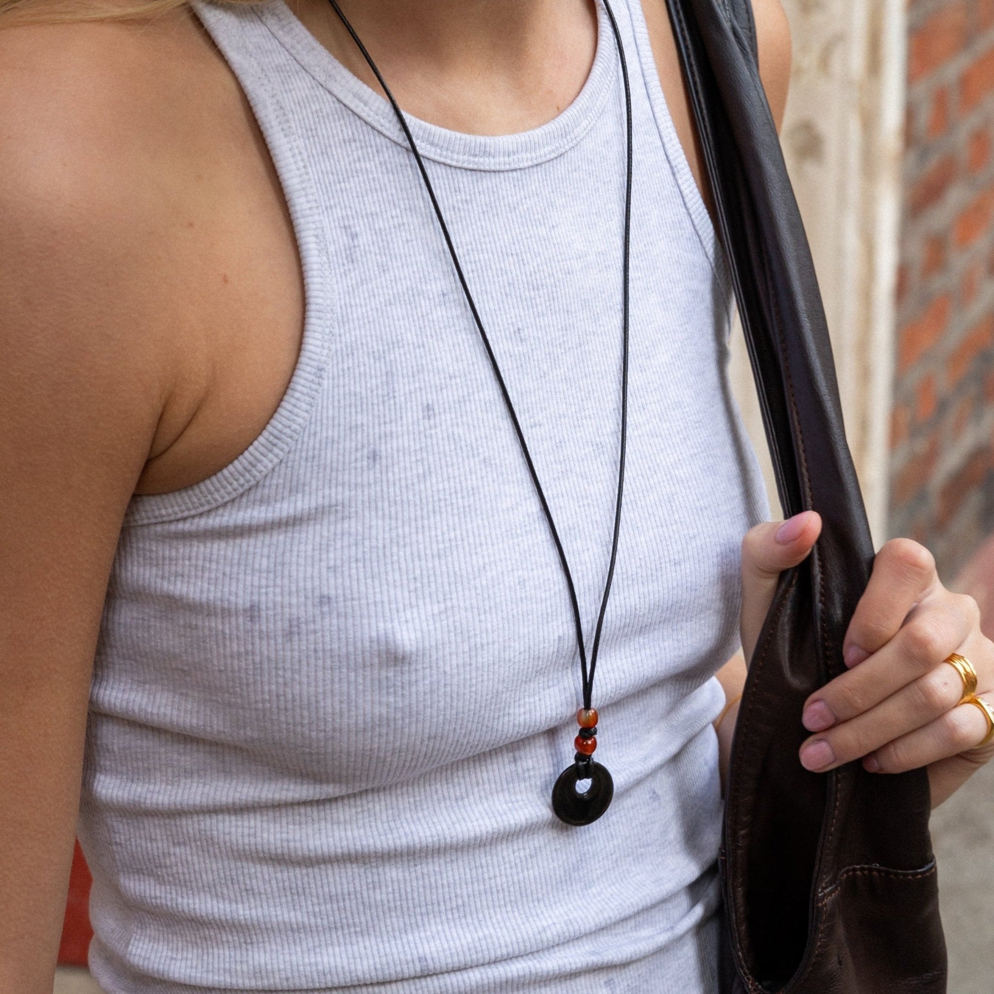 'Jet' Obsidian Cord Necklace