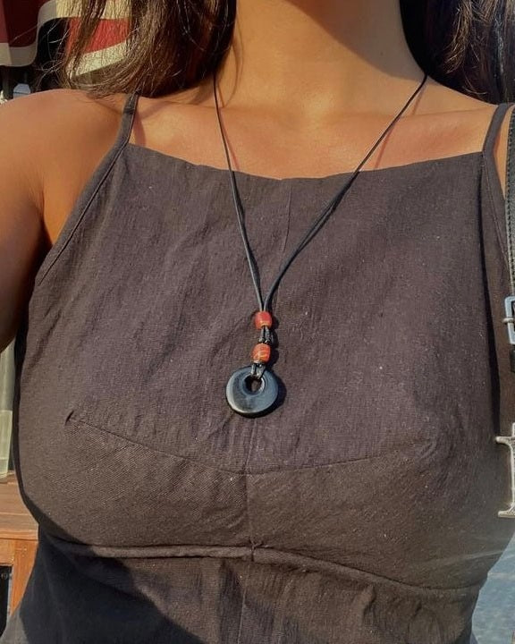 'Jet' Obsidian Cord Necklace