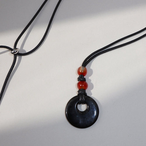 'Jet' Obsidian Cord Necklace - Lines & Current