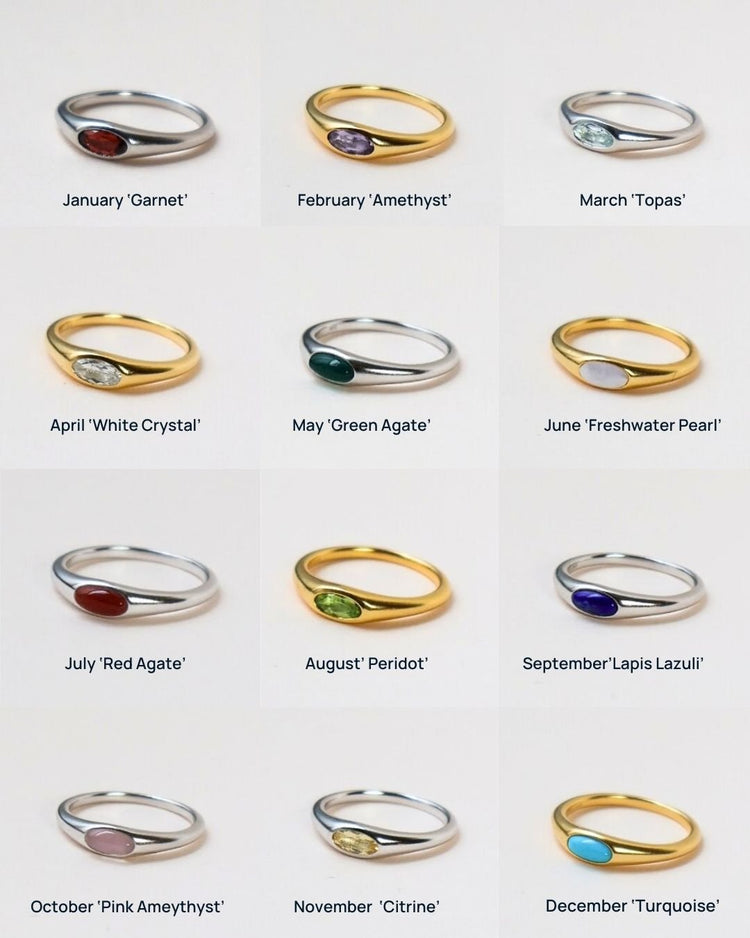 'Joni' Birthstone Rings - LINES AND CURRENT