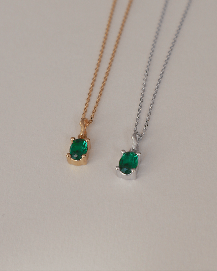 'Kate' Green Oval Necklace