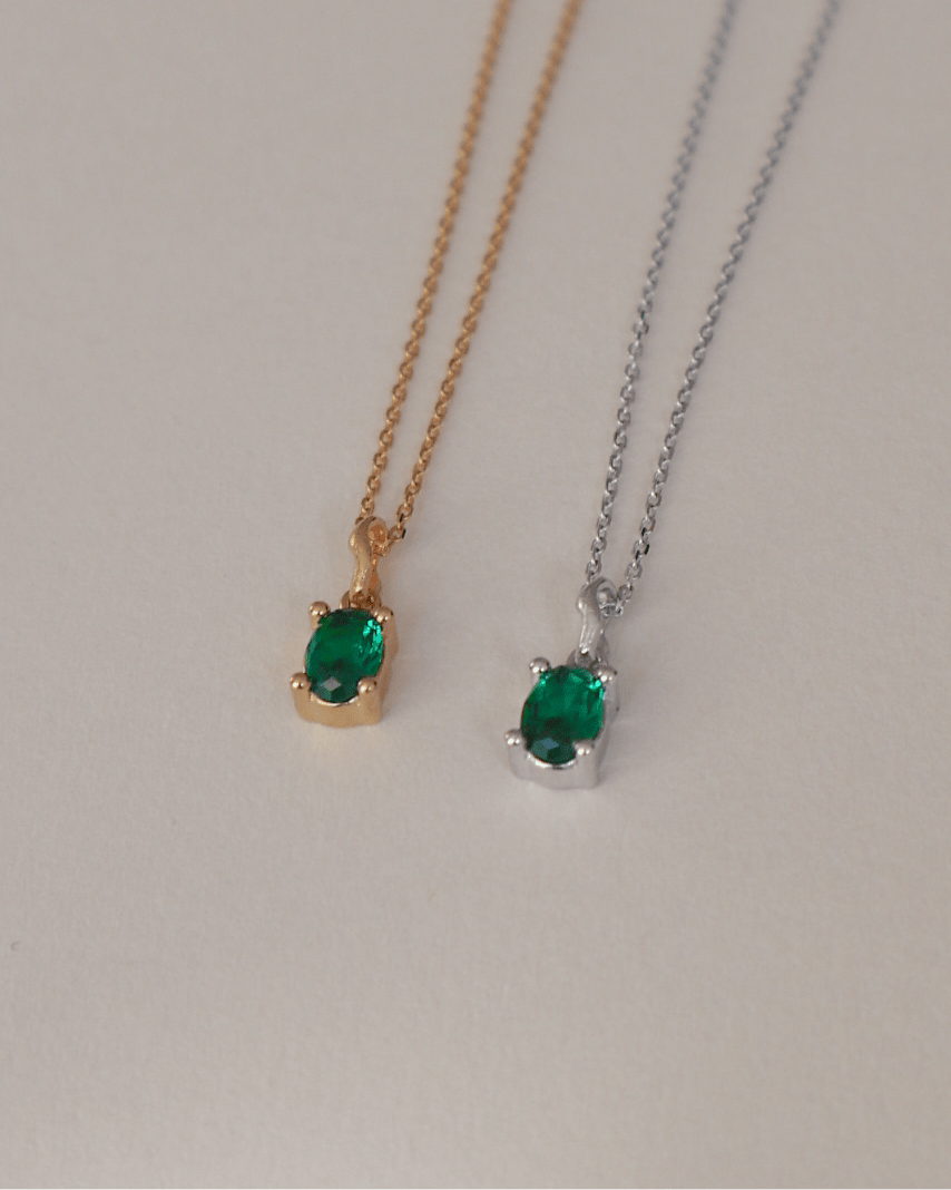 'Kate' Green Oval Necklace