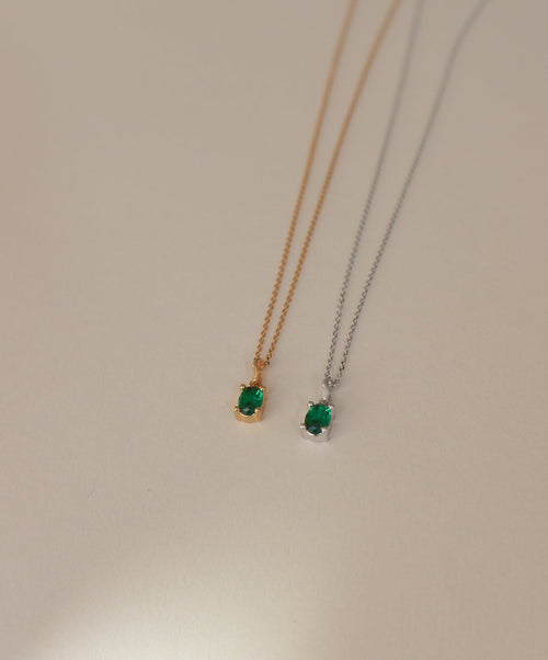 'Kate' Green Oval Necklace - Lines & Current