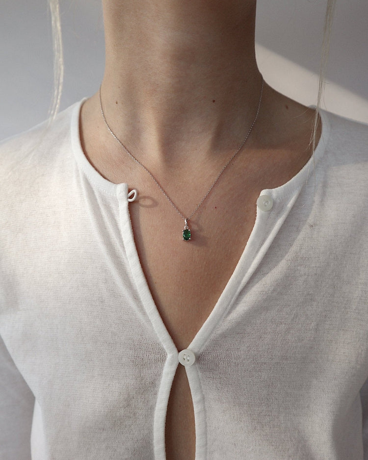 'Kate' Green Oval Necklace