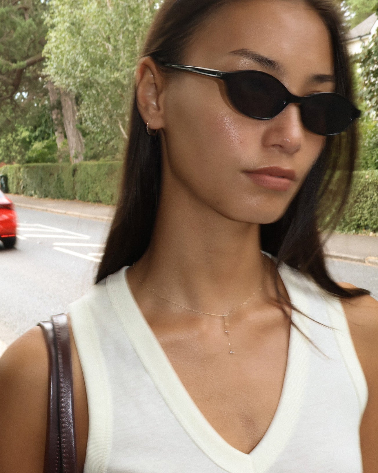 &#39;Lisse&#39; 9k Diamond Lariat Necklace - Lines &amp; Current