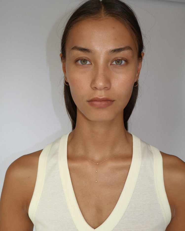 'Lisse' 9k Diamond Lariat Necklace - Lines & Current