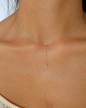'Lisse' 9k Diamond Lariat Necklace