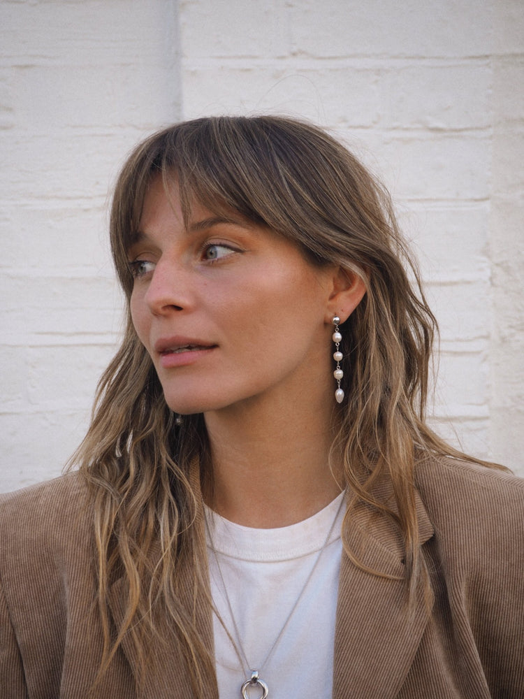 'Martha' Mismatched Drop Pearl Earrings