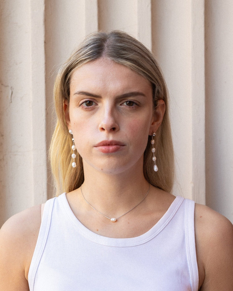 'Martha' Mismatched Drop Pearl Earrings