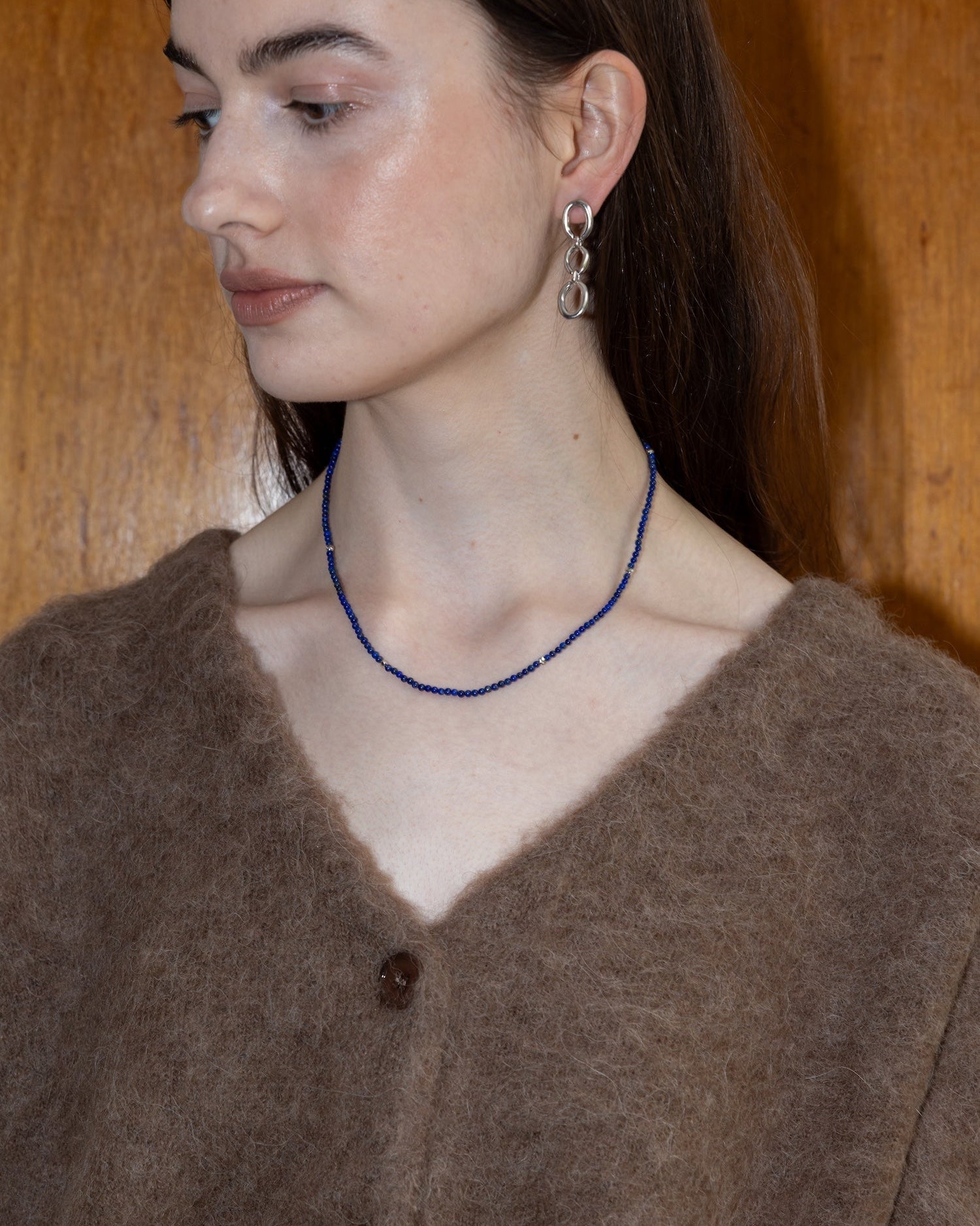 &#39;Owen&#39; Lapis Beaded Chain - LINES AND CURRENT