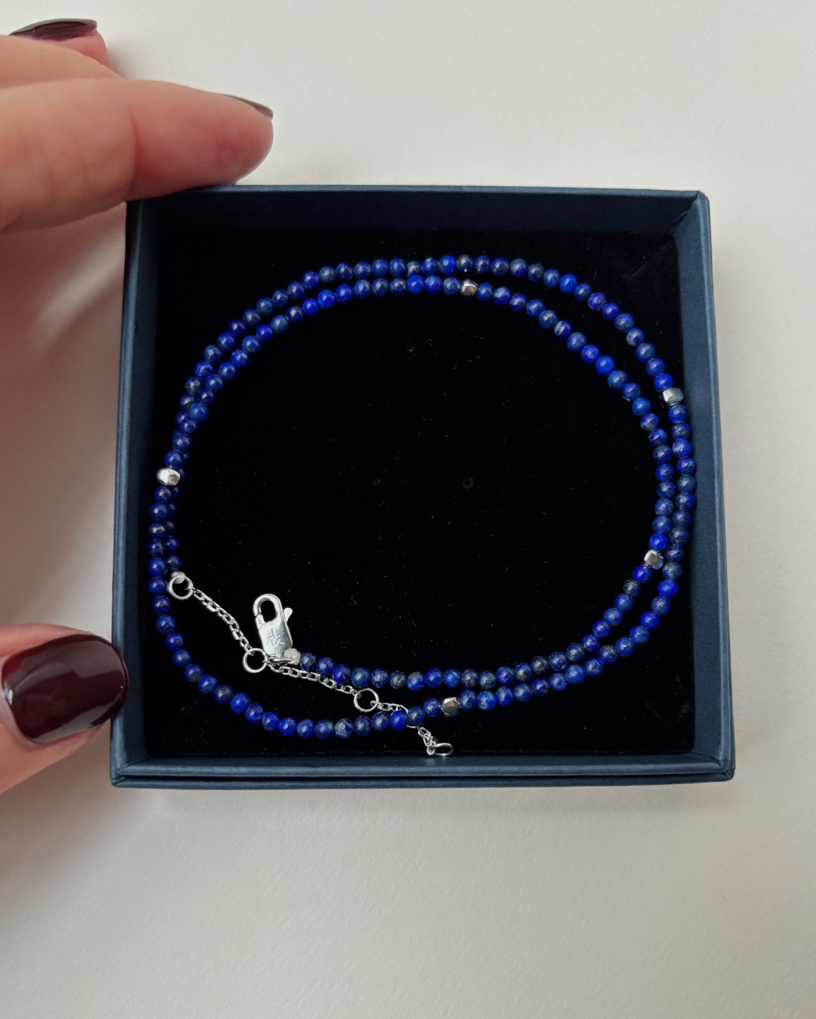 &#39;Owen&#39; Lapis Beaded Chain - LINES AND CURRENT