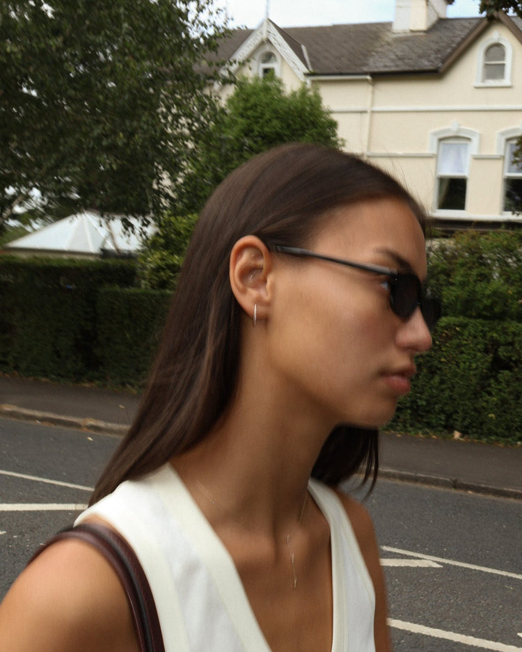 'Lisse' 9k Diamond Lariat Necklace - Lines & Current