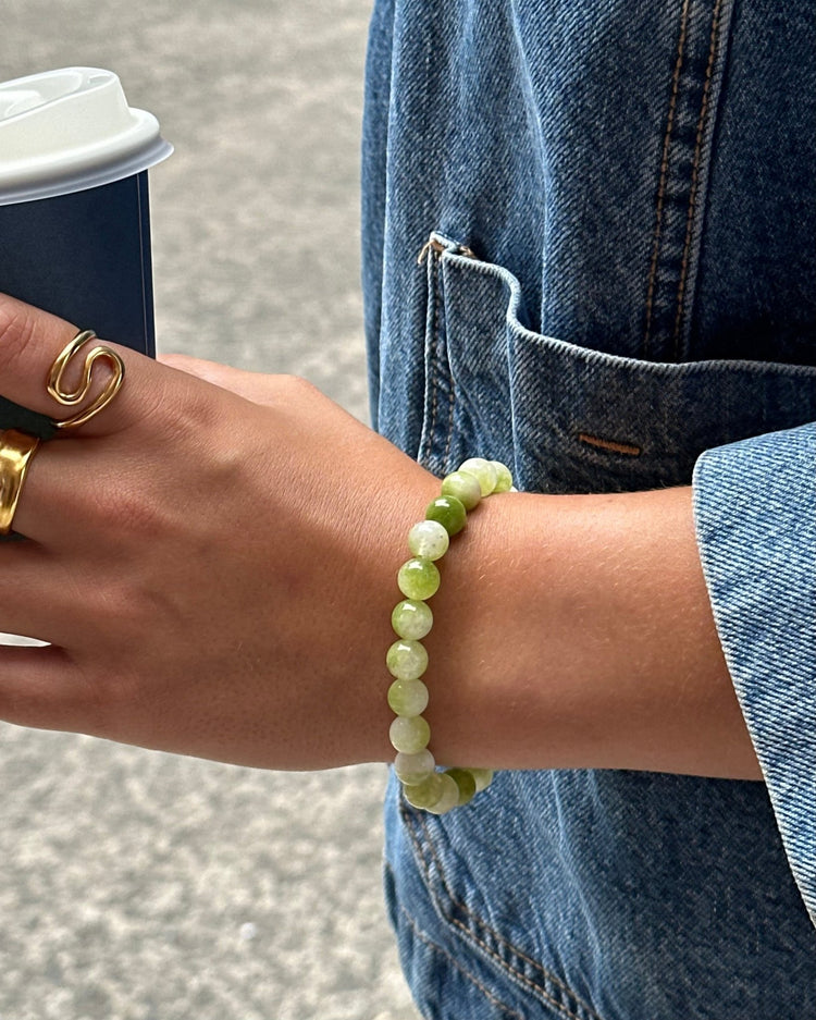 'Pistachio' Green Bead Bracelet - LINES AND CURRENT