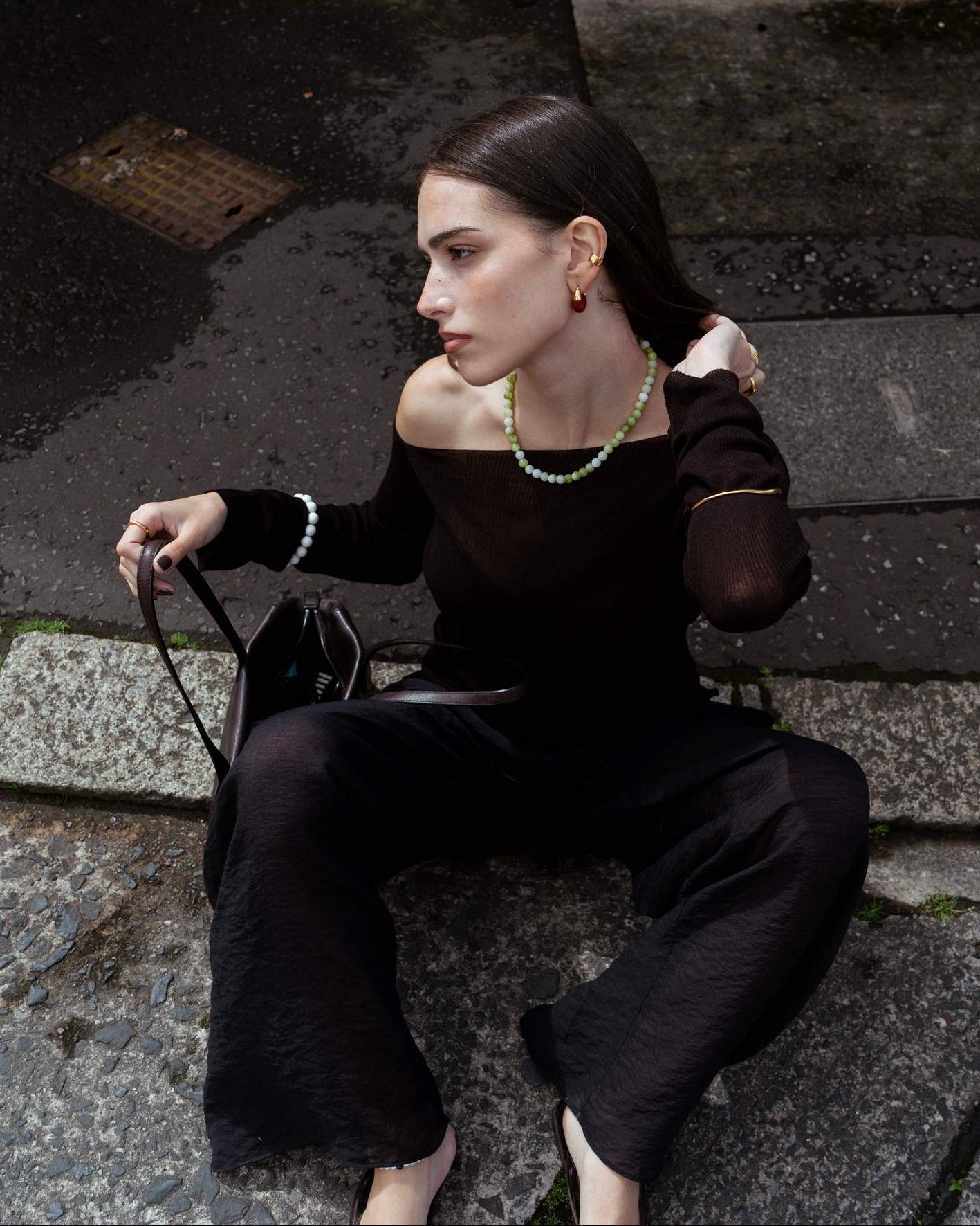 'Pistachio' Green Bead Necklace - LINES AND CURRENT