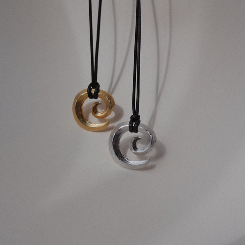 'Possibility' Swirl Black Cord Necklace - Lines & Current