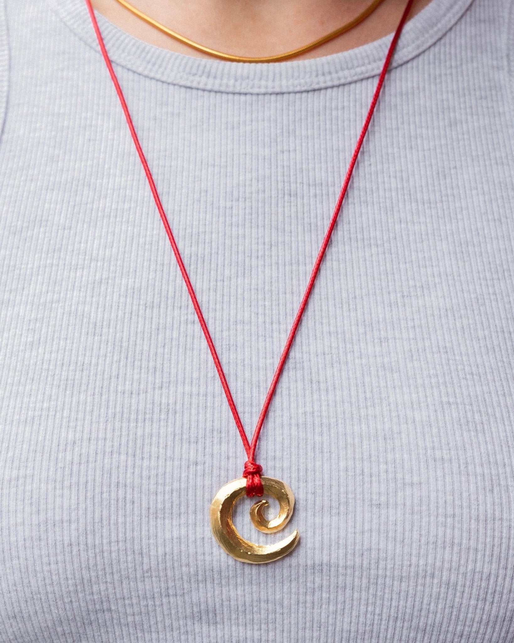 'Possibility' Swirl Red Cord Necklace