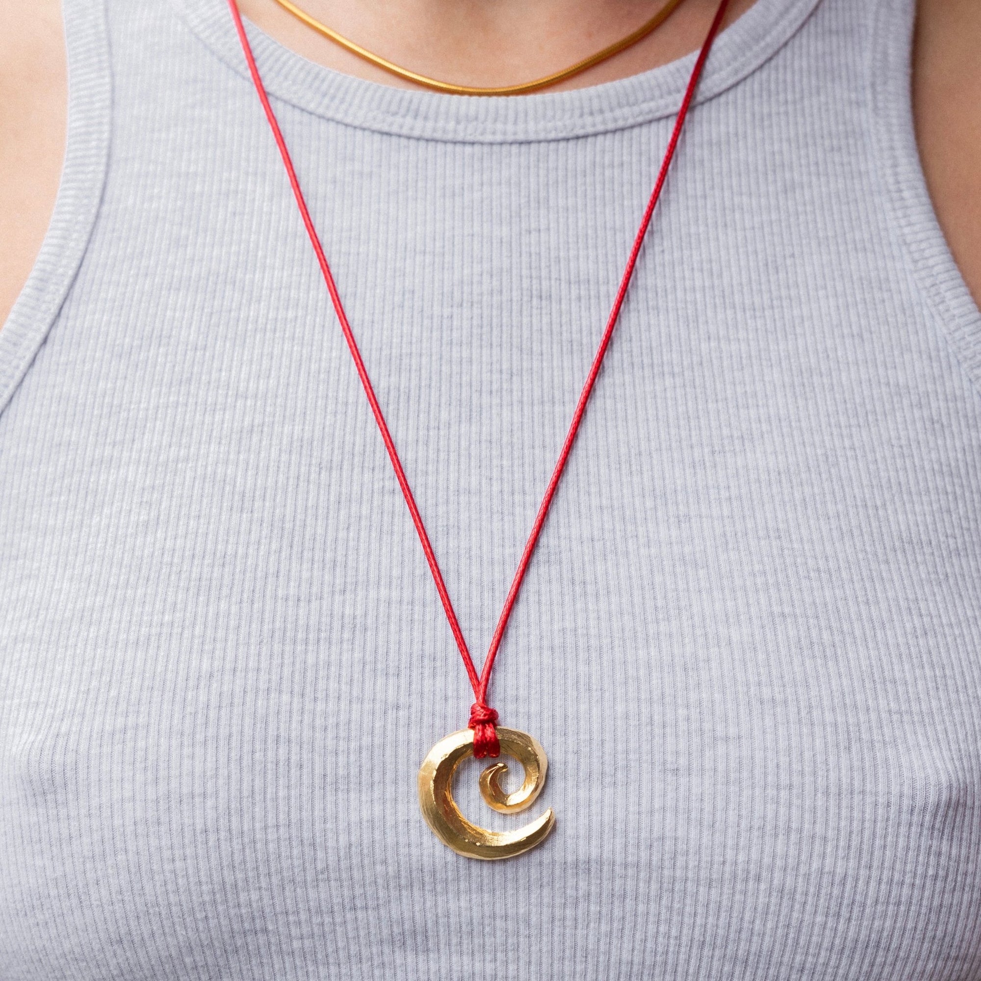 &#39;Possibility&#39; Swirl Red Cord Necklace - Lines &amp; Current