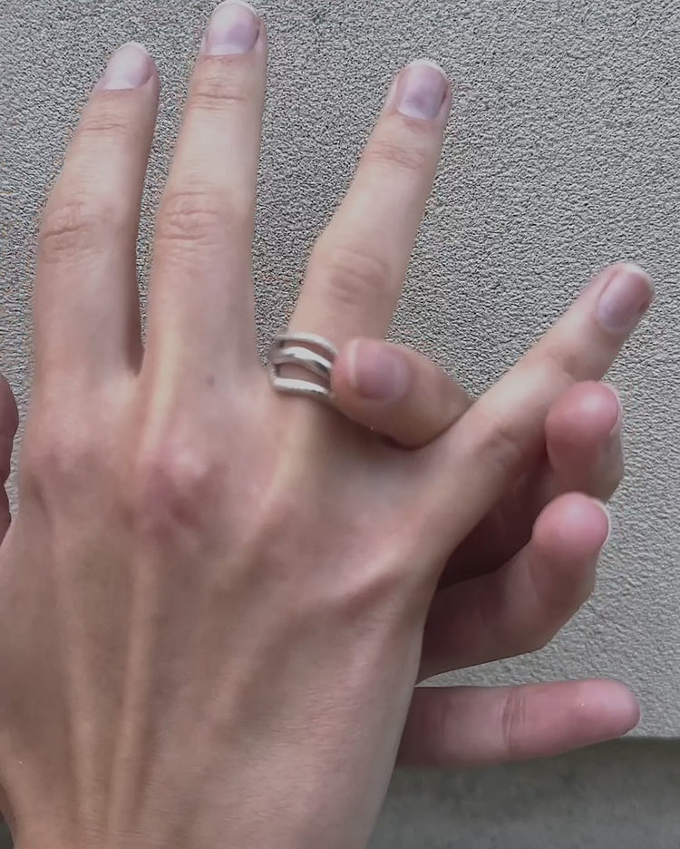 'Flo' Impression Stacker Ring - Lines & Current