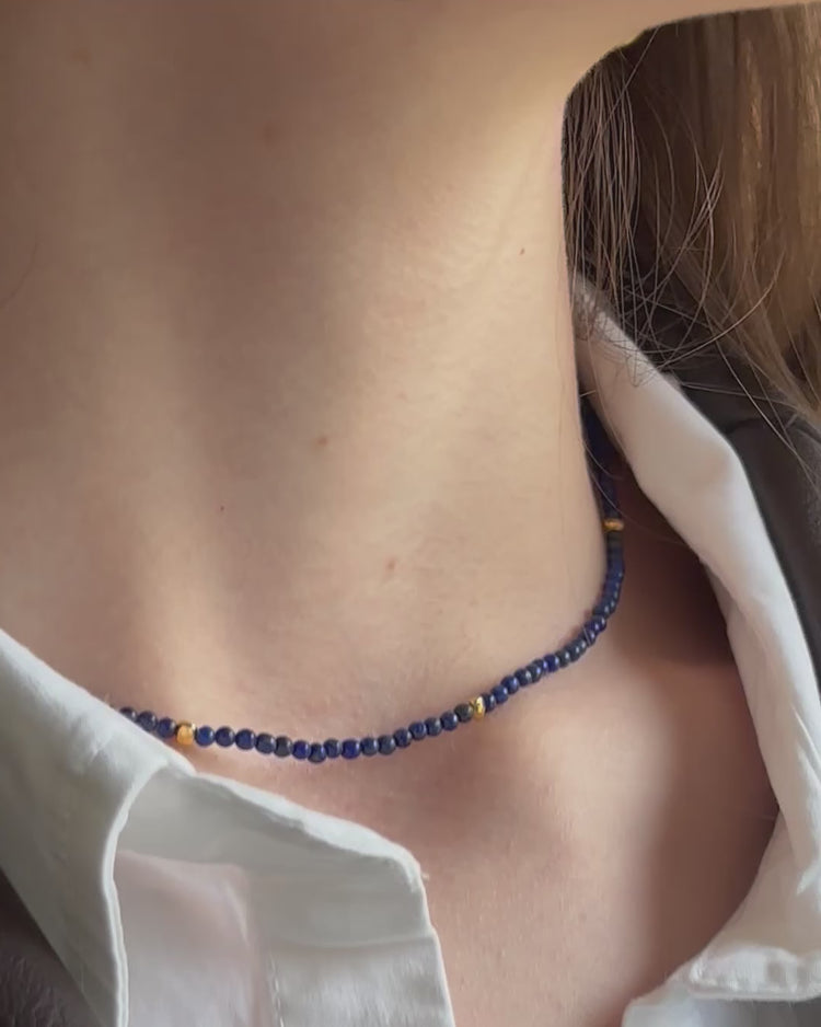 'Owen' Lapis Beaded Chain - LINES AND CURRENT