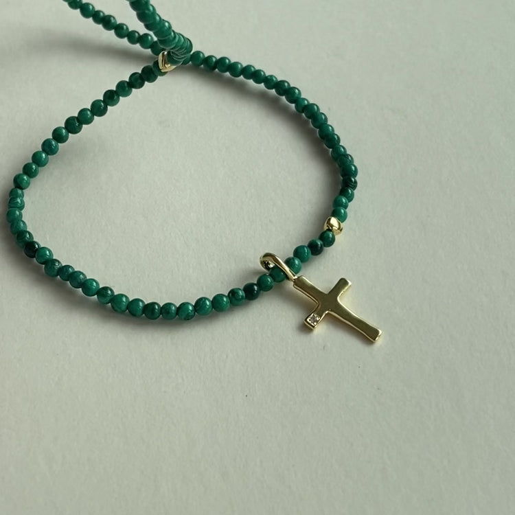 'Madison' Malachite Beaded Necklace