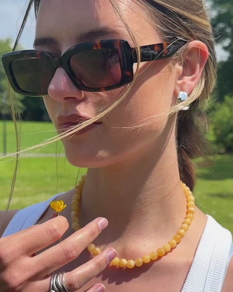 'Brie' Butter Bead Necklace - Lines & Current