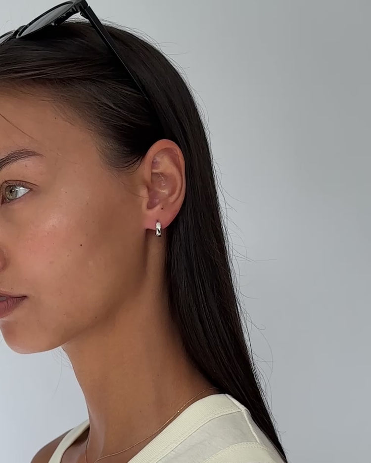 'Finch' Silver Huggie Hoop Earrings - Lines & Current