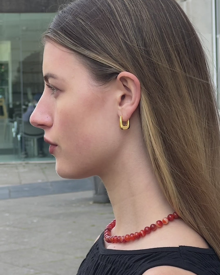 'Rumi' Chubby Hoop Earrings - Lines & Current