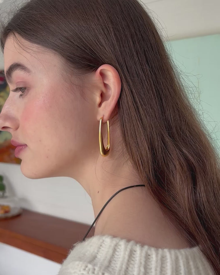 'Rekki' Long Rectangle Hoops - LINES AND CURRENT