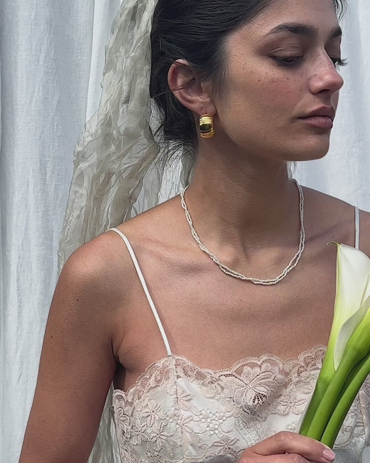 'Isla' Double Strand Pearl Necklace - Lines & Current