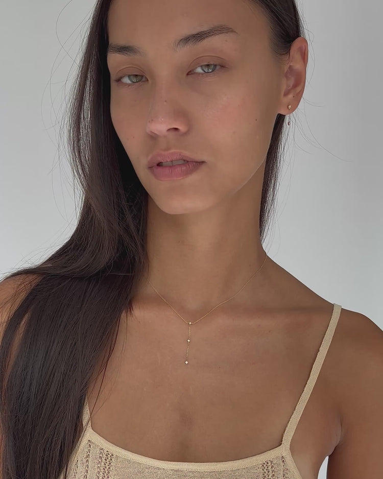 'Lisse' 9k Diamond Lariat Necklace - Lines & Current