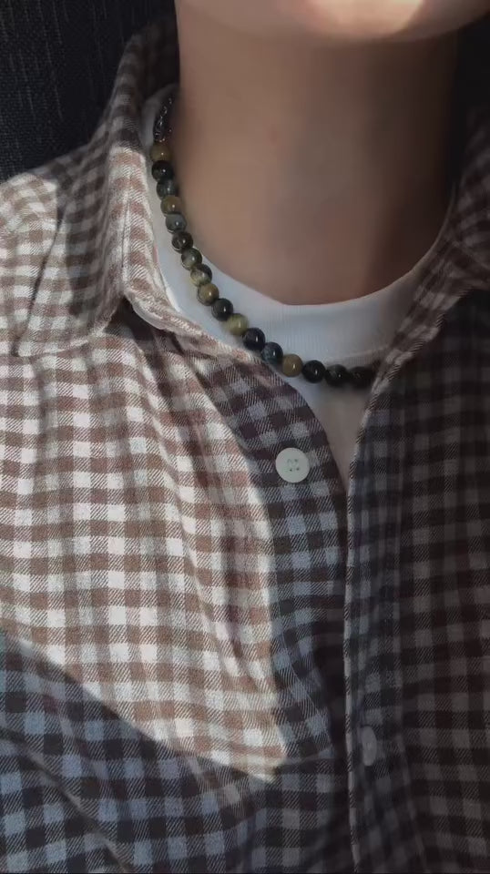 'Le Monde' Tiger's Eye Beaded Necklace - Lines & Current