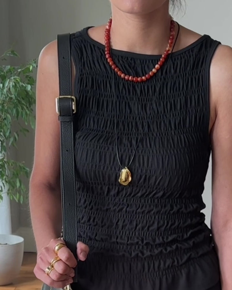 'Pia' Pendant Cord Necklace - Lines & Current