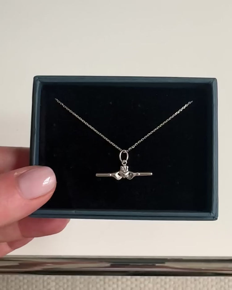 18k gold-plated Claddagh bar necklace by Lines & Current