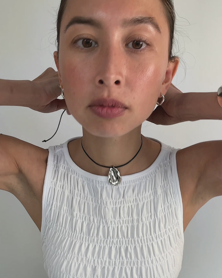 'Pia' Pendant Cord Necklace - Lines & Current