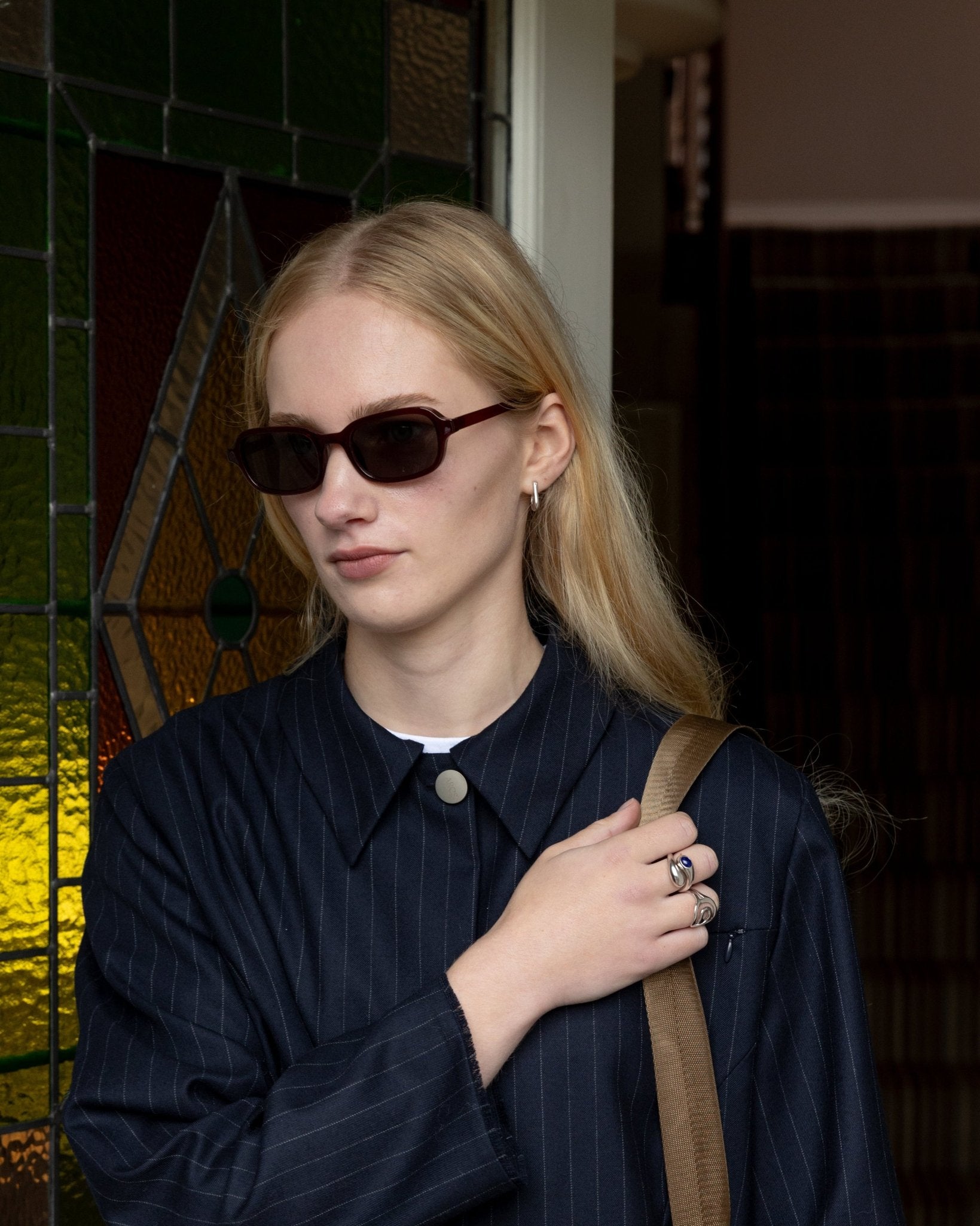 &#39;Rekki&#39; Mini Rectangle Hoops - LINES AND CURRENT