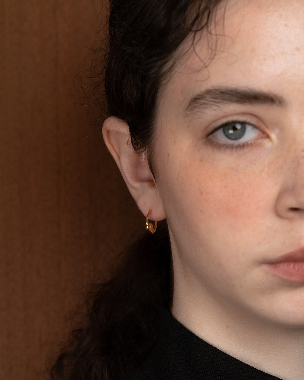 18k gold-plated mini Claddagh hoop earrings by Lines &amp; Current