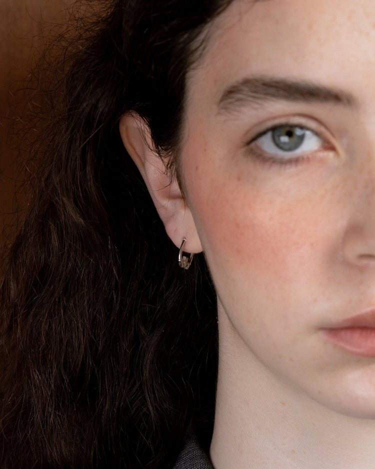 Sterling silver mini Claddagh hoop earrings by Lines & Current