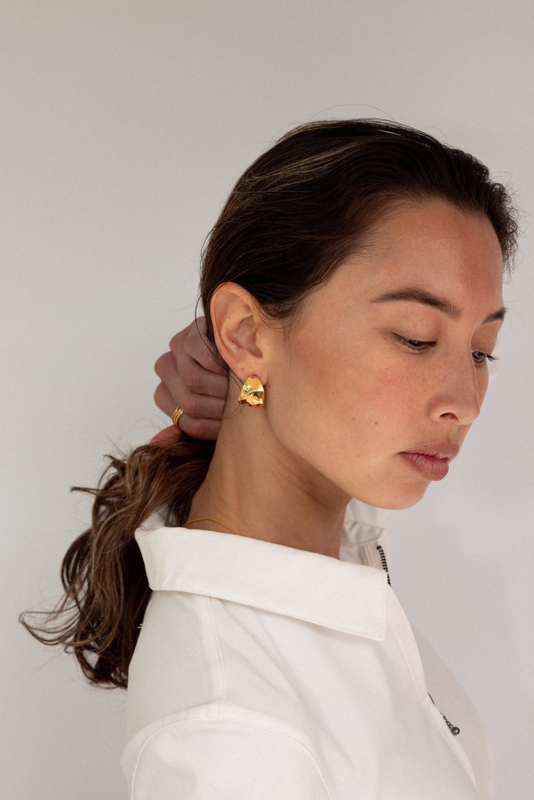 'Rowe' Curled Petal Earrings - Lines & Current