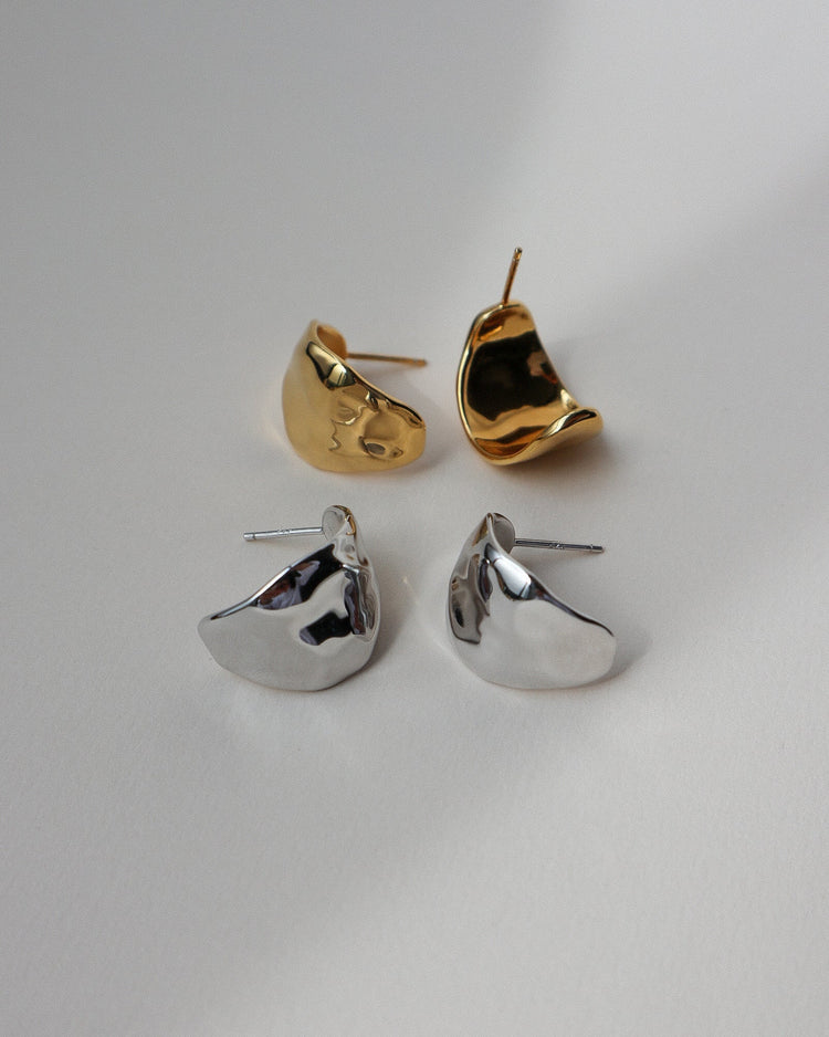 'Rowe' Curled Petal Earrings - Lines & Current