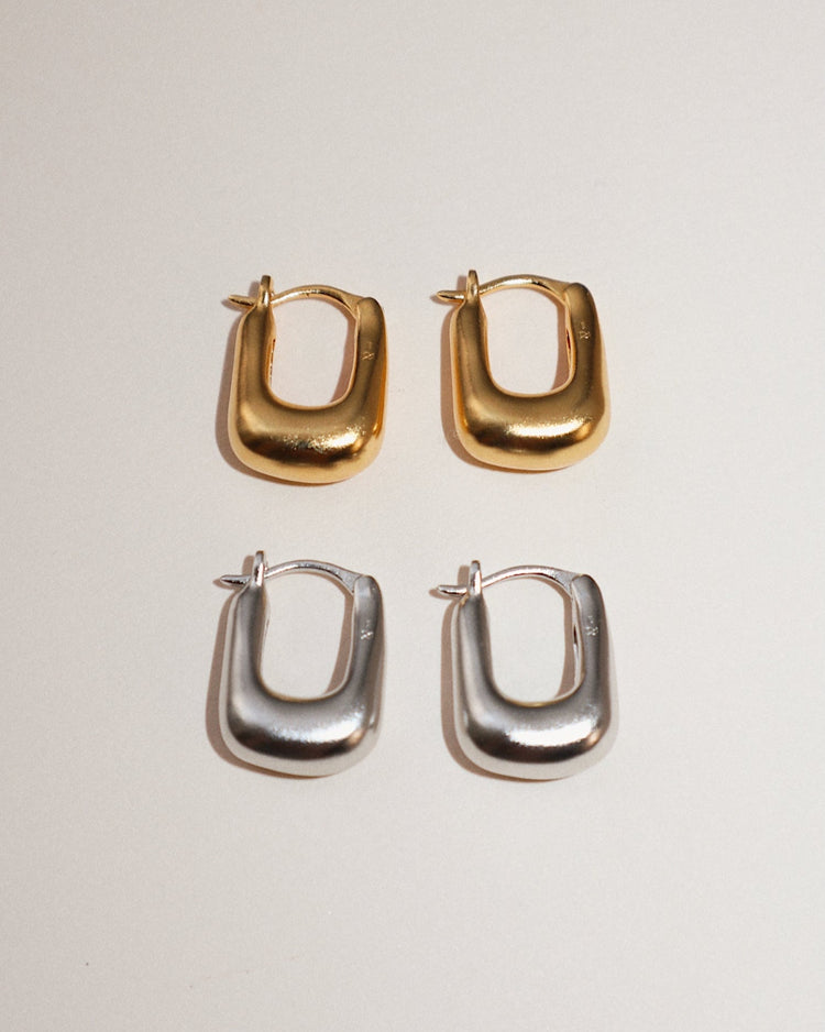 'Rumi' Chubby Hoop Earrings - Lines & Current