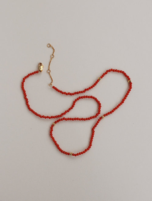 'Ruthie' Red Agate Beaded Necklace - Lines & Current