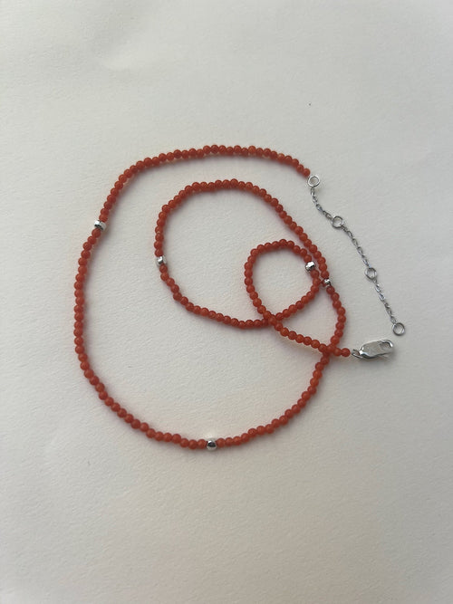 'Ruthie' Red Agate Beaded Necklace - Lines & Current