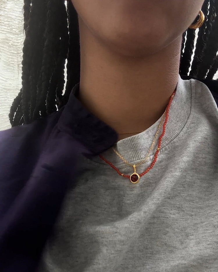 'Ruthie' Red Agate Beaded Necklace