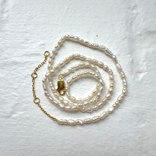 'Selene' Seeded Pearl Necklace - Lines & Current