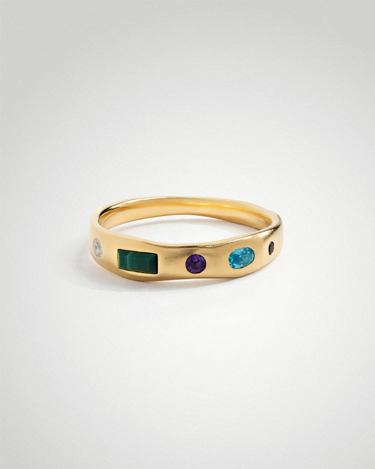 'Sofia' Five Gemstone Ring - LINES AND CURRENT