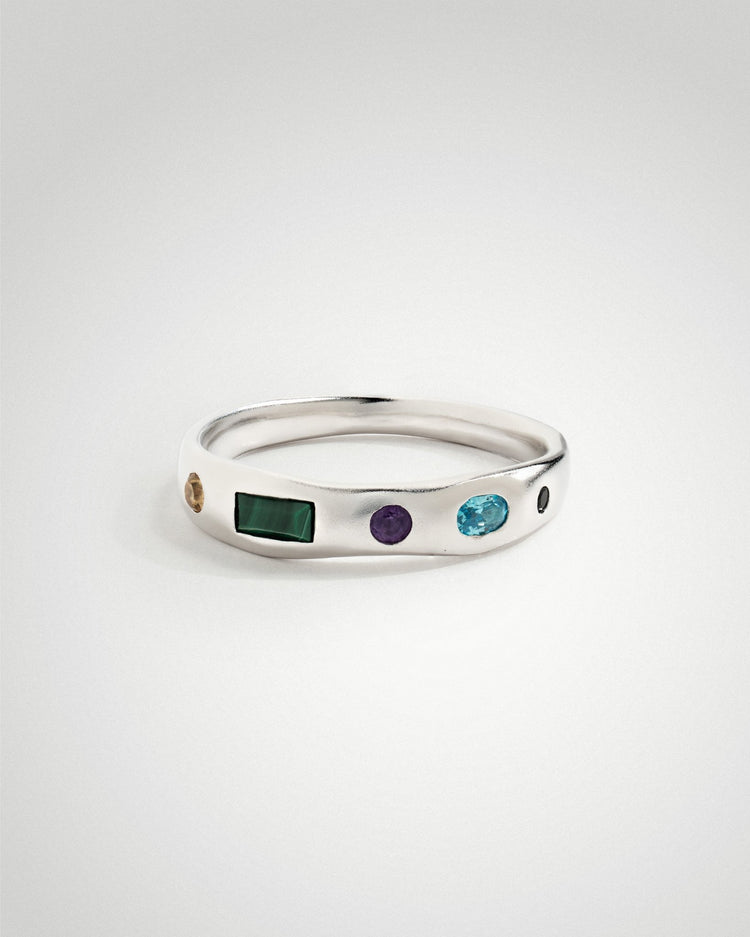 'Sofia' Five Gemstone Ring - LINES AND CURRENT